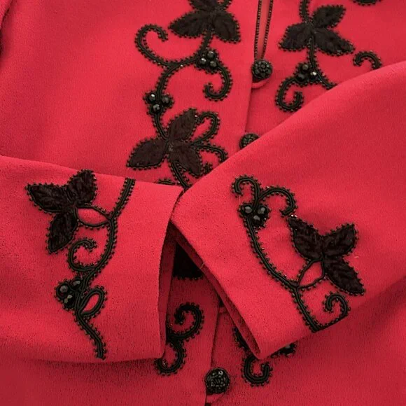 Albert Nipon Evening Red Embellished Jacket – Size 6 - FREE SHIPPING! - Picture 5 of 7